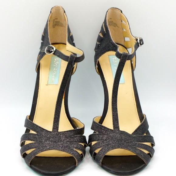 Betsey Johnson Glitter Black Heels size 8.5 Vintage Inspired 🙌🏻✨⏰💭🤝⌛️ - Picture 9 of 16